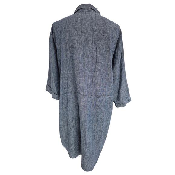 Eileen Fisher Hemp/Cotton Blend Denim Blue Top Tunic Short Dress Sz L - Picture 3 of 5